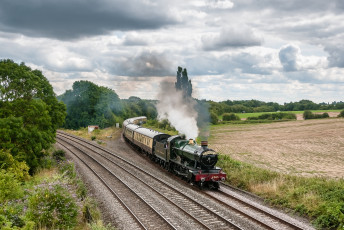 Картинка техника паровозы рельсы дорога вагоны железная паровоз