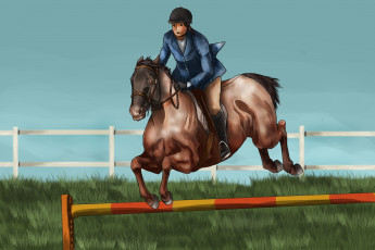 Картинка рисованные животные +лошади всадник лошадь