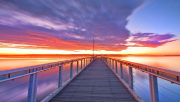 Картинка природа восходы закаты вода небо закат мост