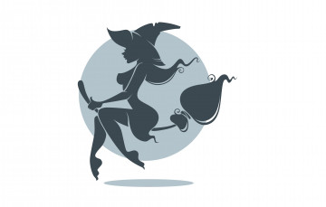 Картинка рисованные минимализм метла профиль белый фон праздник шляпа ведьма