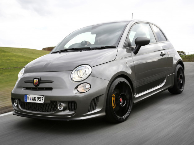 Обои картинки фото автомобили, fiat, серый, 595, au-spec, competizione, abarth, 2014г