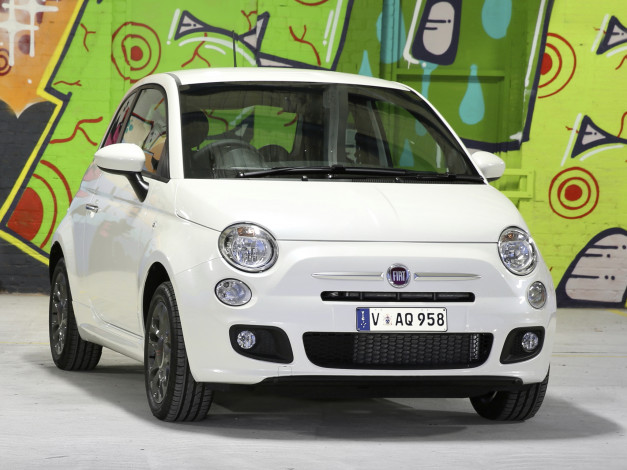 Обои картинки фото автомобили, fiat, светлый, 2013г, au-spec, 500s