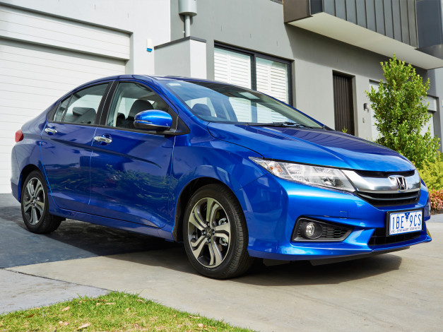 Обои картинки фото автомобили, honda, city, au-spec, 2014, синий