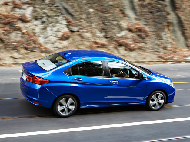 Обои картинки фото автомобили, honda, city, au-spec, 2014, синий