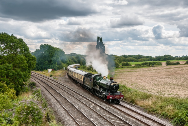 Обои картинки фото техника, паровозы, рельсы, дорога, вагоны, железная, паровоз