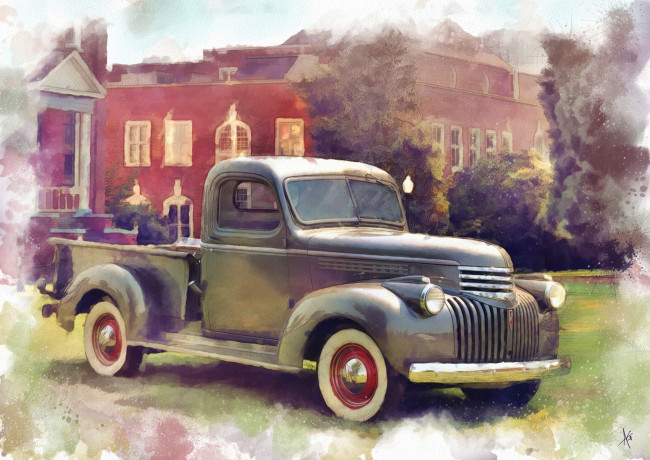 Обои картинки фото рисованные, авто, мото, грузовик