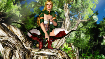 Картинка 3д+графика аниме+ anime взгляд девушка лук фон