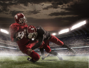 обоя спорт, американский футбол, двое, освещение, стадион