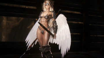 обоя 3д графика, ангел , angel, фон, взгляд, девушка