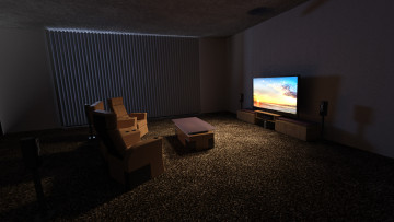 Картинка 3д+графика реализм+ realism стол стулья комната