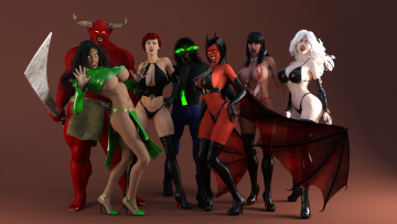 Картинка 3д+графика существа+ creatures униформа взгляд существо фон девушки