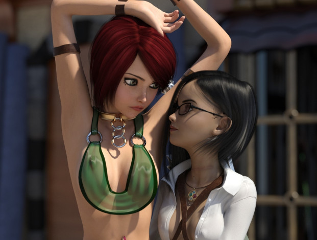 Обои картинки фото 3д графика, люди , people, фон, взгляд, девушки