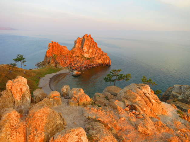 Обои картинки фото скала шаманка, природа, реки, озера, байкал, шаманка, скала