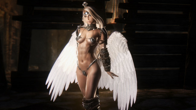 Обои картинки фото 3д графика, ангел , angel, девушка, взгляд, фон