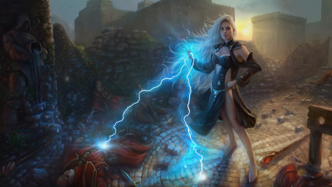 Обои картинки фото фэнтези, маги,  волшебники, магия, фон, девушка