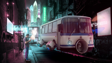 Картинка фэнтези другое night art photomanipulation cyberpunk photoshop photoart nightcity adobe
