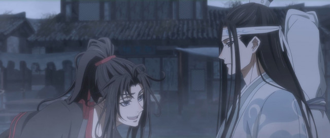 Обои картинки фото аниме, mo dao zu shi, вэй, усянь, лань, ванцзы, город, и