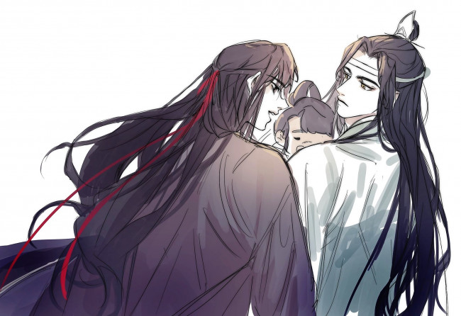 Обои картинки фото аниме, mo dao zu shi, вэй, усянь, лань, ванцзы, ребенок