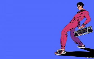 Картинка рисованное люди ван ибо очки комбинезон магнитофон