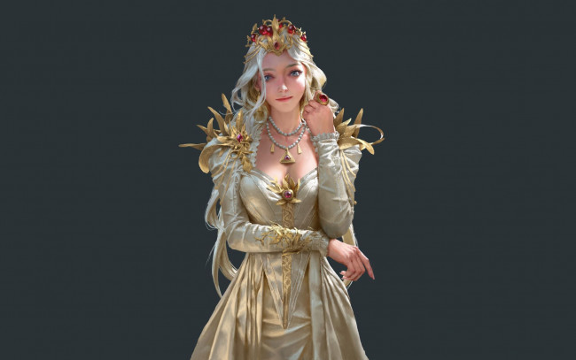 Обои картинки фото фэнтези, девушки, девушка, платье, украшения