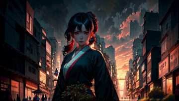 Картинка аниме город +улицы +интерьер +здания нейросети графика нейроарт ai art нейронные сети рисунки нейро искусство