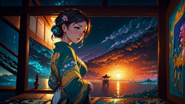 Картинка аниме город +улицы +интерьер +здания нейросети графика нейроарт ai art нейронные сети рисунки нейро искусство