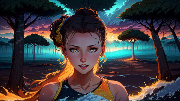 Картинка аниме пейзажи +природа нейросети графика нейроарт ai art нейронные сети рисунки нейро искусство