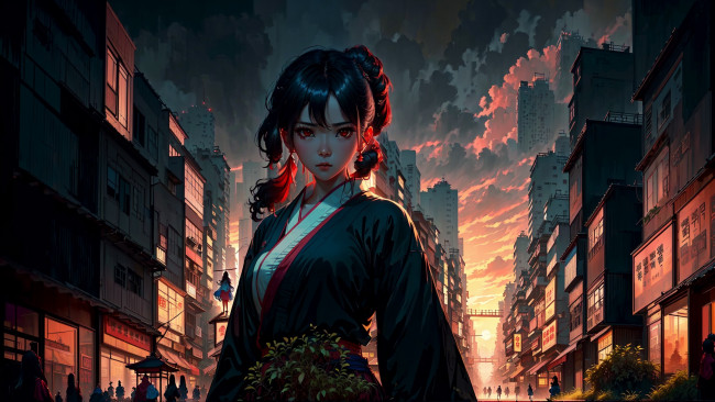 Обои картинки фото аниме, город,  улицы,  интерьер,  здания, нейросети, графика, нейроарт, ai, art, нейронные, сети, рисунки, нейро, искусство