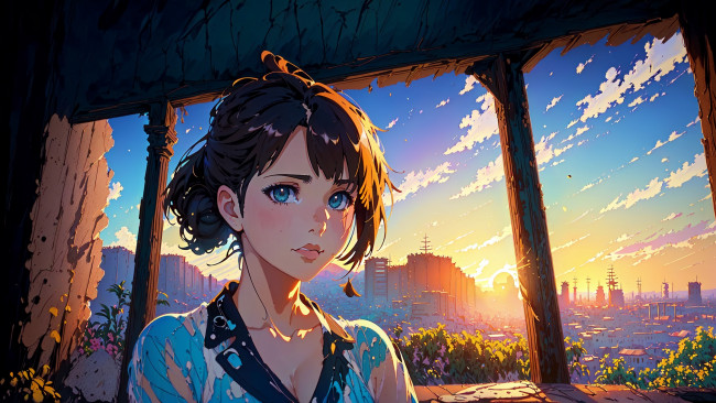 Обои картинки фото аниме, город,  улицы,  интерьер,  здания, нейросети, графика, нейроарт, ai, art, нейронные, сети, рисунки, нейро, искусство