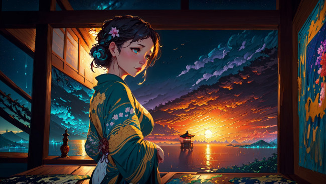 Обои картинки фото аниме, город,  улицы,  интерьер,  здания, нейросети, графика, нейроарт, ai, art, нейронные, сети, рисунки, нейро, искусство