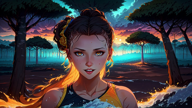 Обои картинки фото аниме, пейзажи,  природа, нейросети, графика, нейроарт, ai, art, нейронные, сети, рисунки, нейро, искусство