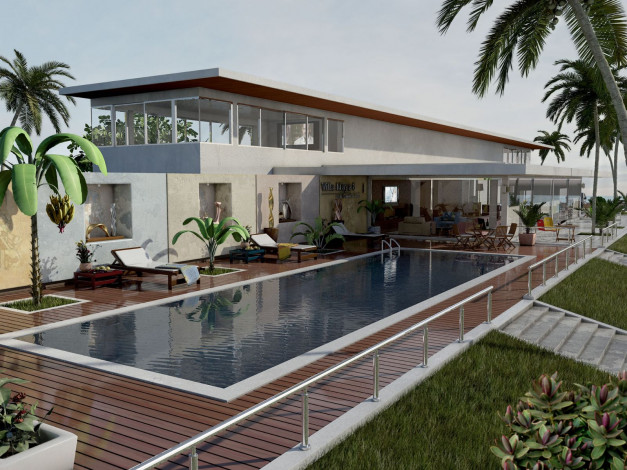 Обои картинки фото интерьер, бассейны, открытые, площадки, бассейн, дом