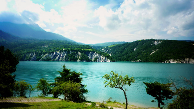 Обои картинки фото природа, реки, озера, горы, деревья, река