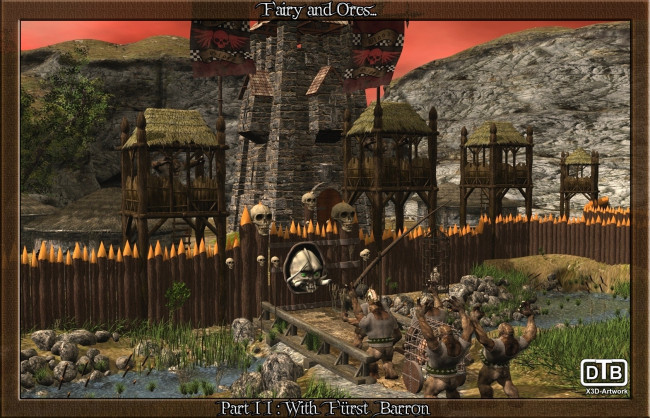 Обои картинки фото 3д, графика, fantasy, фантазия, орки, забор