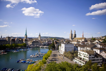 Картинка zurich switzerland города цюрих швейцария набережная река