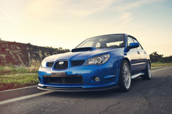 Картинка автомобили subaru blue wrx impreza
