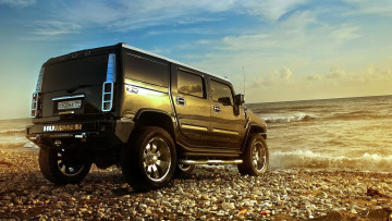 Картинка hummer автомобили хаммер внедорожник побережье