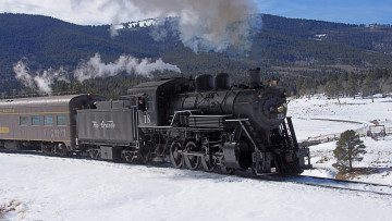 Картинка техника паровозы зима паровоз вагоны состав