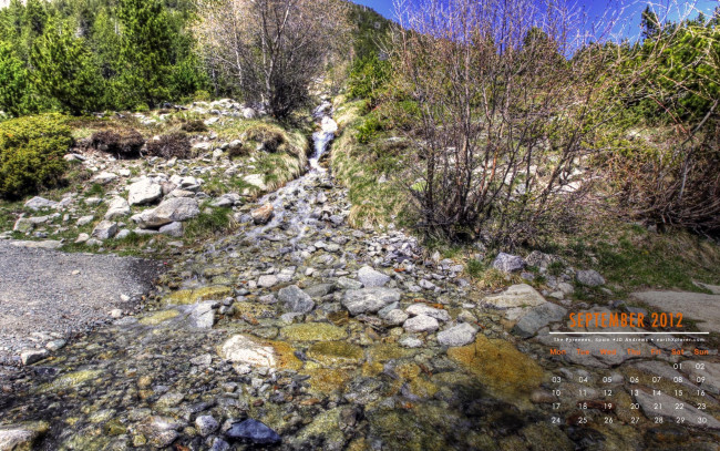 Обои картинки фото календари, природа, тропинка, кусты, камни