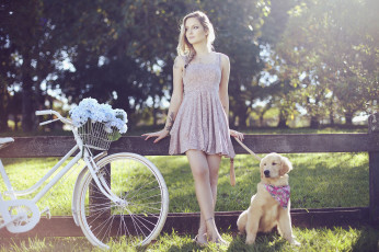 Картинка -Unsort+Блондинки девушки unsort блондинки волосы велосипед собака настроение