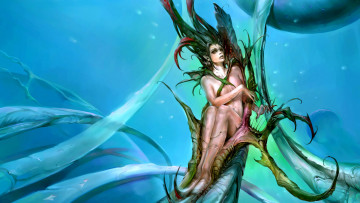 Картинка фэнтези существа стебель девушка