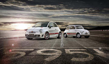 Картинка 2013 abarth 595 автомобили fiat дорога закат