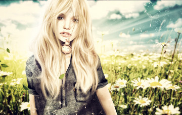 Картинка 3д графика portraits портрет покемон ромашки блондинка