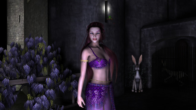 Обои картинки фото 3д, графика, people, люди, зайчик, цветы