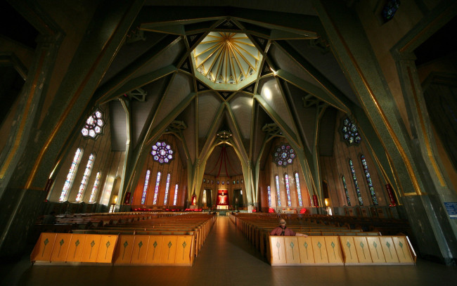 Обои картинки фото интерьер, убранство, роспись, храма, костел