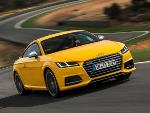 обоя автомобили, audi, 2014г, желтый, 8s, coupе, tts