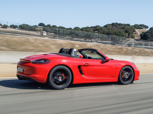 обоя автомобили, porsche, 981, gts, boxster, красный, 2014г