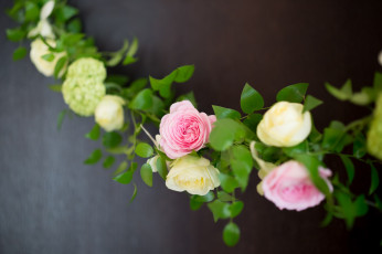 Картинка цветы розы листья венок