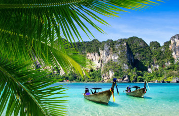 Картинка корабли лодки +шлюпки пальмы тропики скалы море