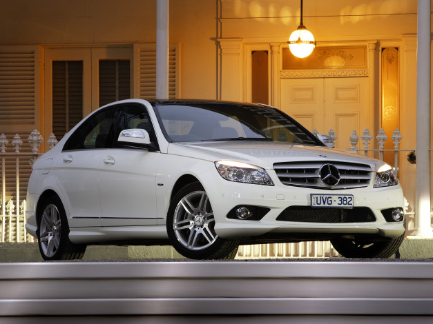 Обои картинки фото автомобили, mercedes-benz, w204, светлый, au-spec, sport, c, 280